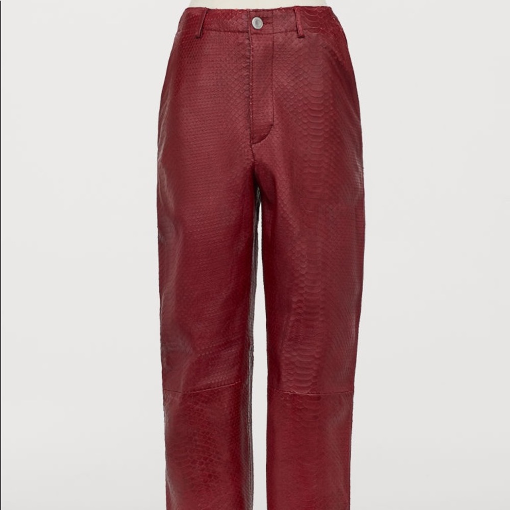 GIAMBATTISTA VALLI x H&M Red Leather Pants Size 10